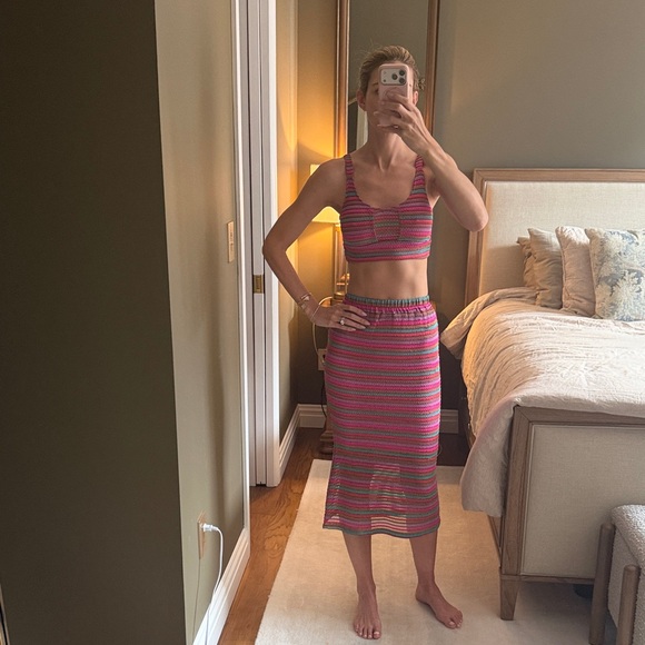 House of Harlow 1960 Dresses & Skirts - House of Harlow x Revolve Striped Pink Knit Midi Skirt (Size Small)